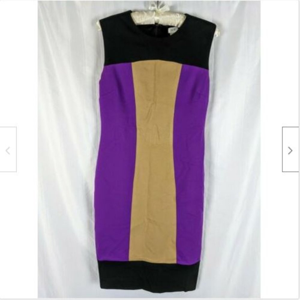 Cache Sz 6 Women's Black Colorblock Sleeveless Shift Dress